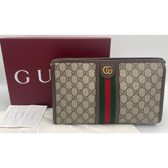 NEW Gucci Ophidia Wash Travel Clutch Pouch GG Zip Bag Box AUTHENTIC! - Picture 3 of 15